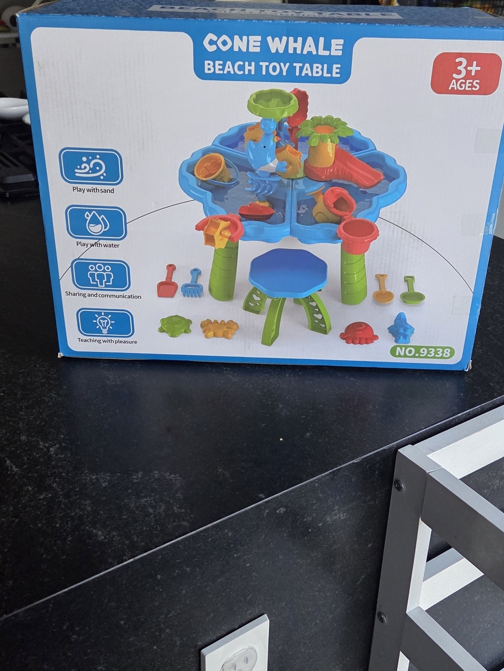Cone Whale Beach Toy Table - Blue & Green Sand and Water Playset